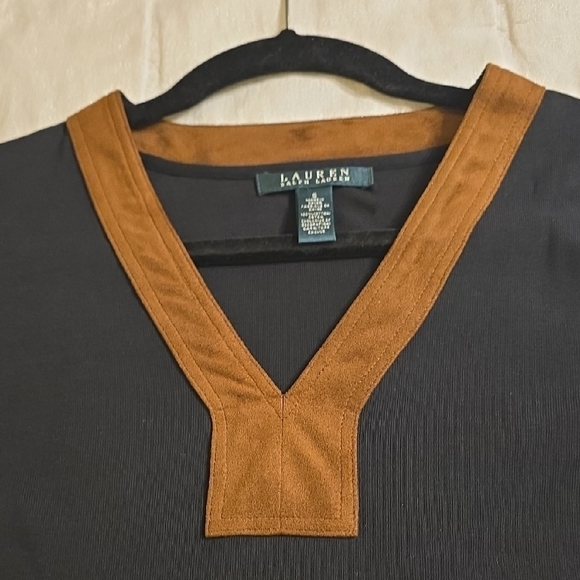 Lauren Ralph Lauren Black Dress with Brown V-Neck - Picture 7 of 9